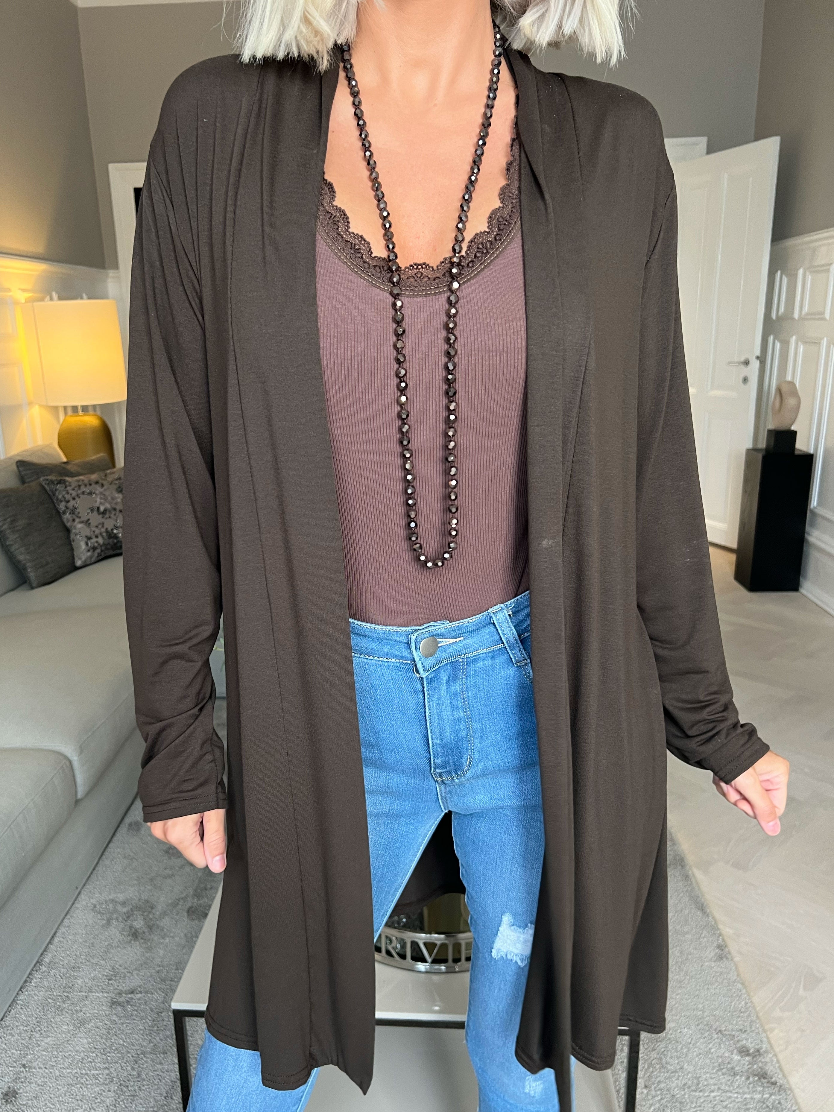Rosa - Basis cardigan i jersey stof (bestseller)